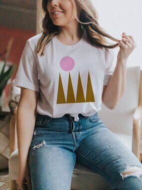 Abstract Mountain T-Shirt ⛰️🎨 | Pastel Geometric Boho Tee